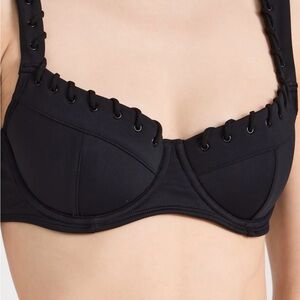 Good American Black Whip Stitch Balconette Bikini Top